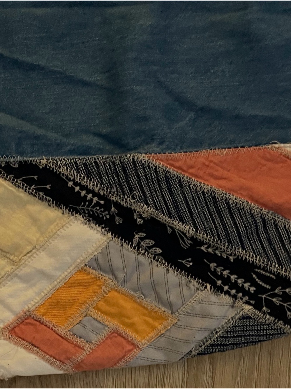 Wide Leg Patchwork Side-Panel Jeans - Blue - Picture 3 of 6
